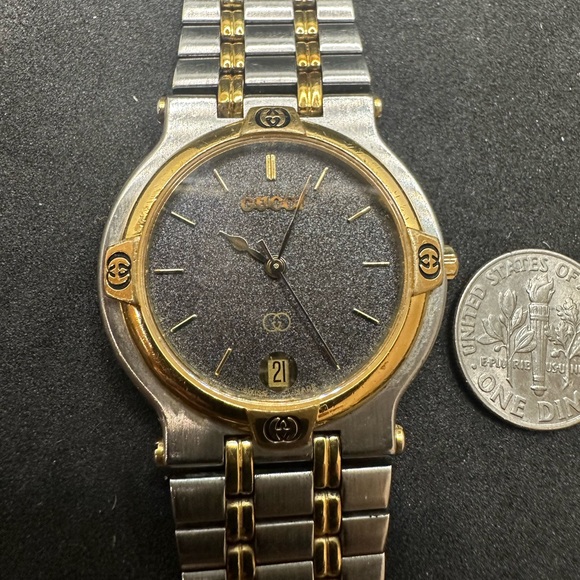 Authentictic Gucci 9000M men’s tri-tone watch. Excellent condition. New battery - Picture 1 of 7